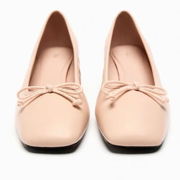 Zara Block Heel Leather Shoes Heels New - Picture 3 of 7